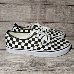 Vans Authentic Golden Coast Black White Checkerboard Lace Up Canvas Sneakers
